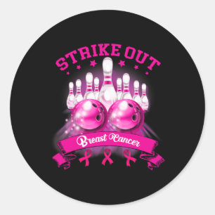 Pink Ribbon Strike Out Breast Cancer Awareness Bow Classic Round Sticker