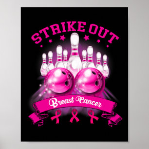 Pink Ribbon Strike Out Breast Cancer Awareness Bow Poster