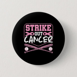 Pink Ribbon Strike Out Cancer Bysebyll 6 Cm Round Badge