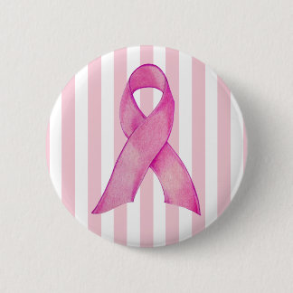 Pink Ribbon stripes Button