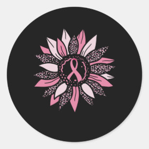 Pink Ribbon Sunflower Breast Cancer Awareness Gift Classic Round Sticker