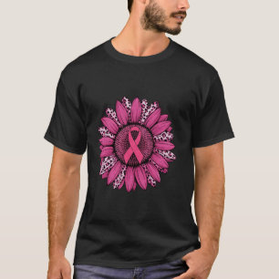 Pink Ribbon Sunflower Breast Cancer Awareness Warr T-Shirt