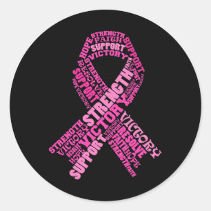Pink Ribbon Support Breast Cancer Awareness Month Classic Round Sticker