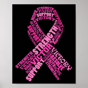 Pink Ribbon Support Breast Cancer Awareness Month  Poster