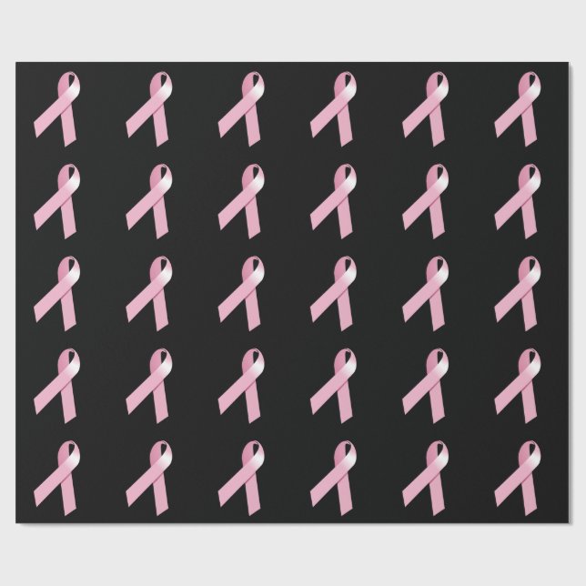 Pink Ribbon Support Breast Cancer Awareness Wrapping Paper (Flat)