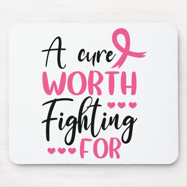 Pink Ribbon Survivor Fighter Breast Cancer  Mouse Mat (Front)
