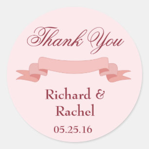 Pink Ribbon Thank You Classic Round Sticker