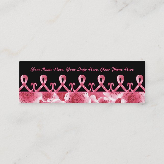 Pink Ribbon Thank You Mini Business Card (Front)