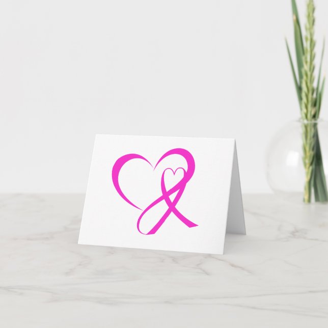 Pink Ribbon Thank You or Blank Note Card (Front)