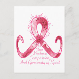 Pink Ribbon Thank You Postcard