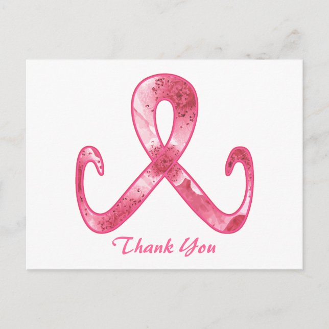 Pink Ribbon Thank You Postcard (Front)