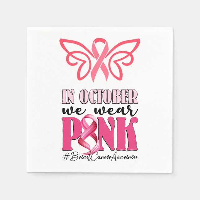Pink Ribbon themed for  Breast Cancer Awareness  Napkin (Front)