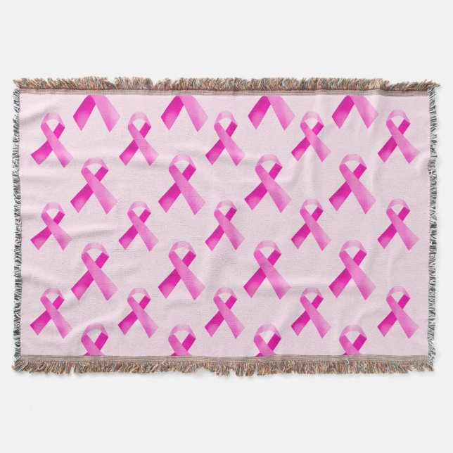 Pink Ribbon Throw Blanket (Front)