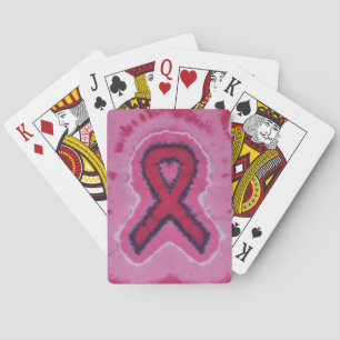 Pink Ribbon Tie Dye Bicycle Playing Cards