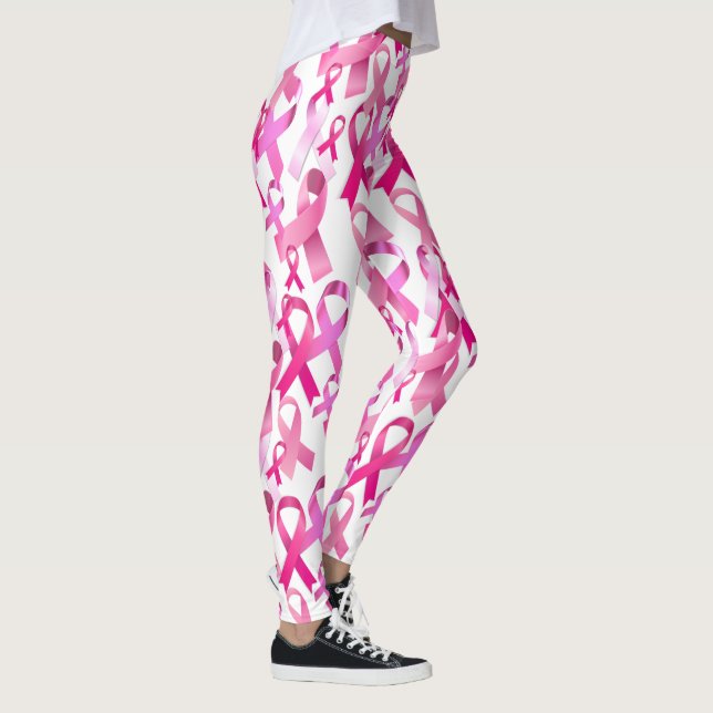 Pink Ribbon Toss Breast Cancer Survivor Pretty Leggings (Right)