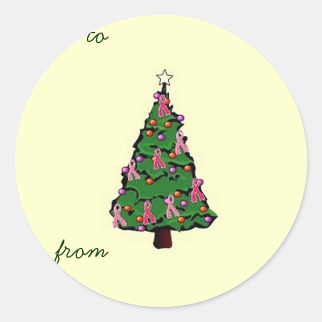 Pink Ribbon Tree Gift Sticker (Front)