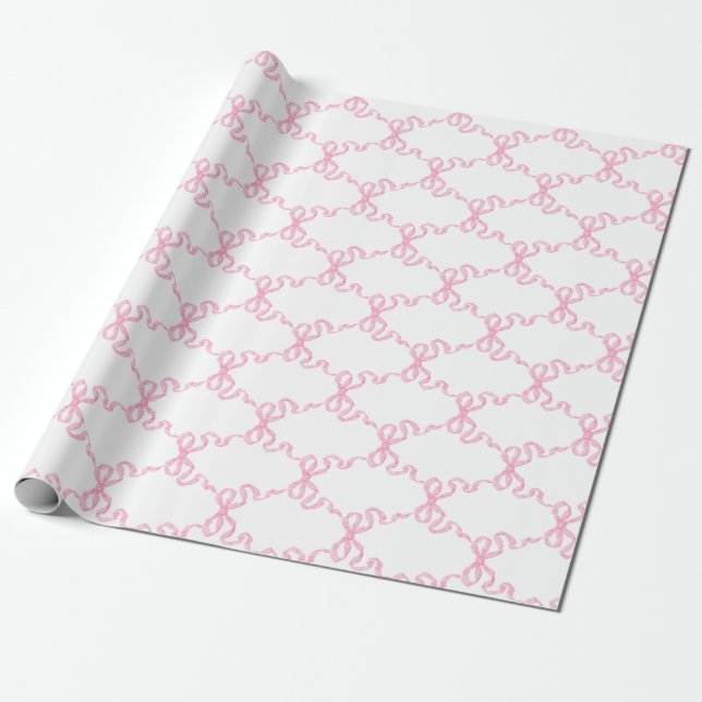 Pink Ribbon Trellis Wrapping Paper (Unrolled)