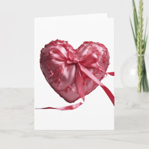 Pink Ribbon Valentine's Day Heart Card