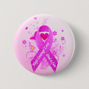 Pink Ribbon Vintage 6 Cm Round Badge