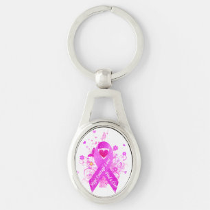 Pink Ribbon Vintage Key Ring