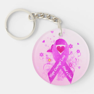 Pink Ribbon Vintage Key Ring