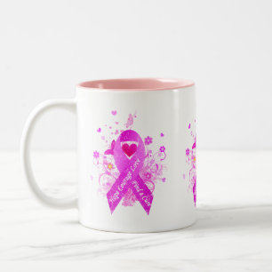 Pink Ribbon Vintage Two-Tone Coffee Mug