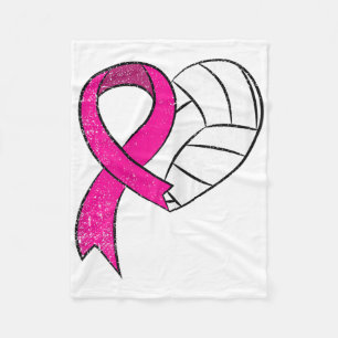Pink Ribbon Volleybyll Breast Cancer Awareness War Fleece Blanket