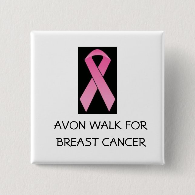 pink ribbon walk for breast cancer 15 cm square badge (Front)