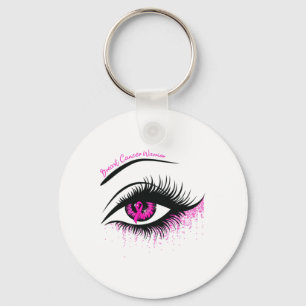 Pink Ribbon Warrior Breast Cancer Awareness Month Key Ring