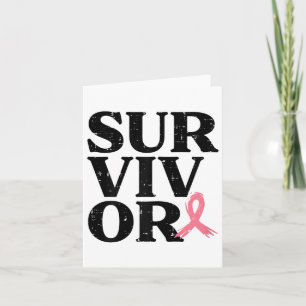 Pink Ribbon Warrior Breast Cancer Awareness Women Card