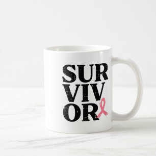 Pink Ribbon Warrior Breast Cancer Awareness Women  Coffee Mug