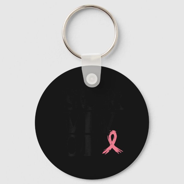 Pink Ribbon Warrior Breast Cancer Awareness Women  Key Ring (Front)