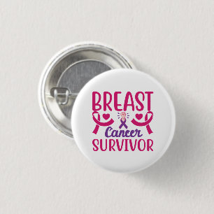 Pink Ribbon Warrior Chemo Breast Cancer Survivor B 3 Cm Round Badge
