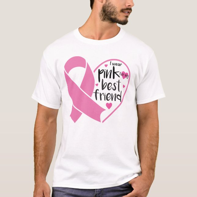 Pink Ribbon Warrior Friend Breast Cancer Fighter T-Shirt (Front)