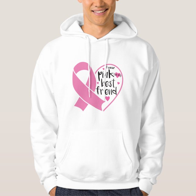 Pink Ribbon Warrior Friend Breast Cancer  Hoodie (Front)