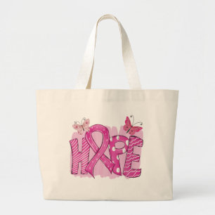 Pink Ribbon Warrior Survivor Fighter Breast Cancer Large Tote Bag