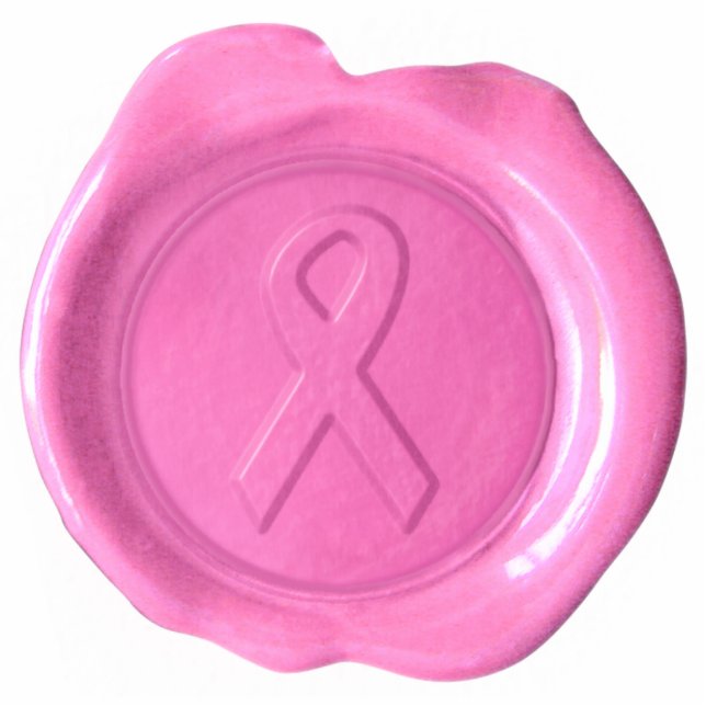 Pink Ribbon Wax Seal Diecut Magnet Standing Photo Sculpture (Front)