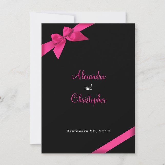 Pink Ribbon Wedding Announcement (Front)