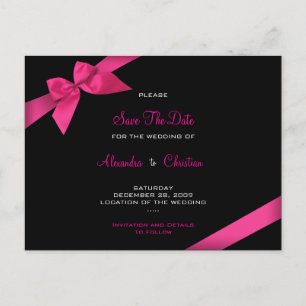 Pink Ribbon Wedding Save the Date 4 Announcement Postcard