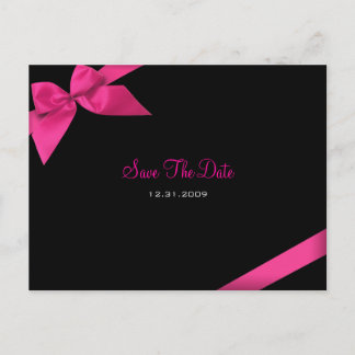Pink Ribbon Wedding Save the Date Announcement Postcard