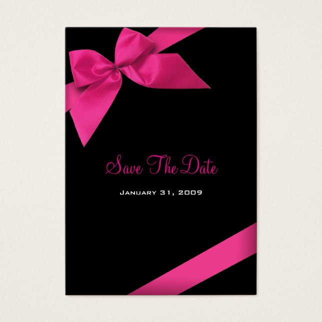 Pink Ribbon Wedding Save The Date MiniCard (Front)