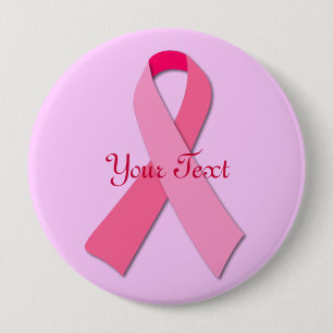 Pink Ribbon with Custom Text 10 Cm Round Badge