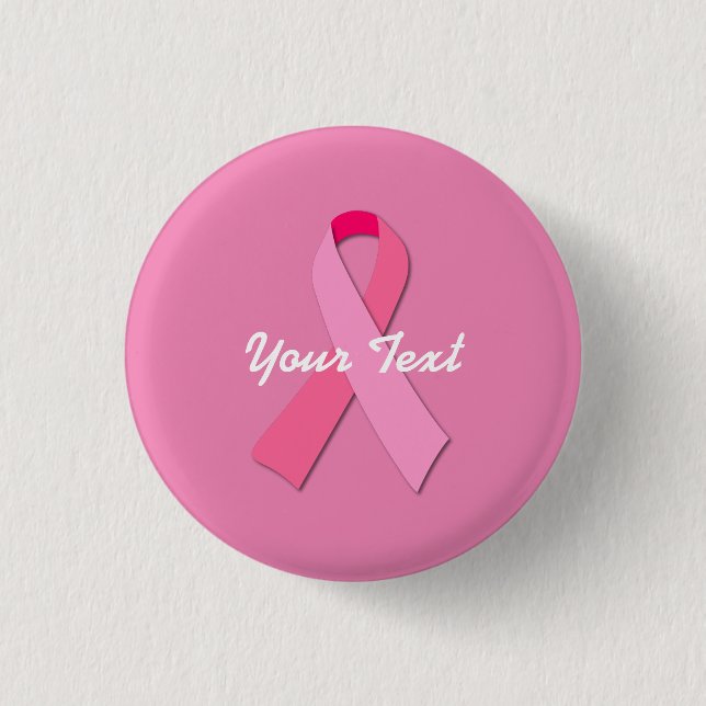 Pink Ribbon with Custom Text 3 Cm Round Badge (Front)