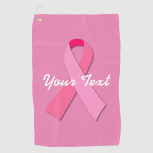 Pink Ribbon with Custom Text Golf Towel