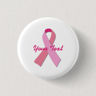 Pink Ribbon with Custom Text Soft 3 Cm Round Badge
