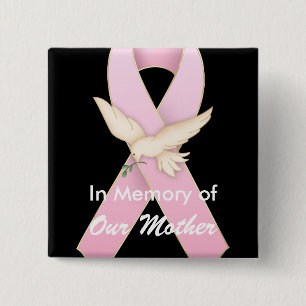 Pink Ribbon with Dove ~ Customisable Button
