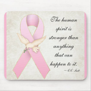 Pink Ribbon with Dove Quoteable/Customise Mousepad