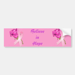 Pink Ribbon with Rose *Breast Cancer Awareness * Bumper Sticker