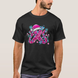 Pink Ribbon With Santa Hat Breast Cancer Awareness T-Shirt