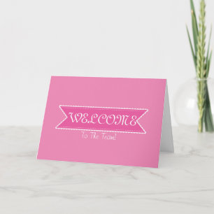 Pink Ribbon with White Border Cute Welcome Card